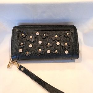 Black Rhinestone Studded Wristlet Wallet/Clutch